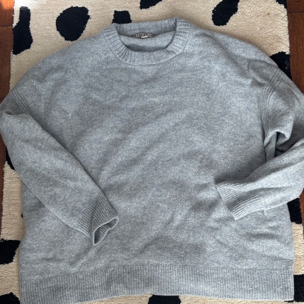 J. Crew Blue Grey Lambswool Sweater size large
